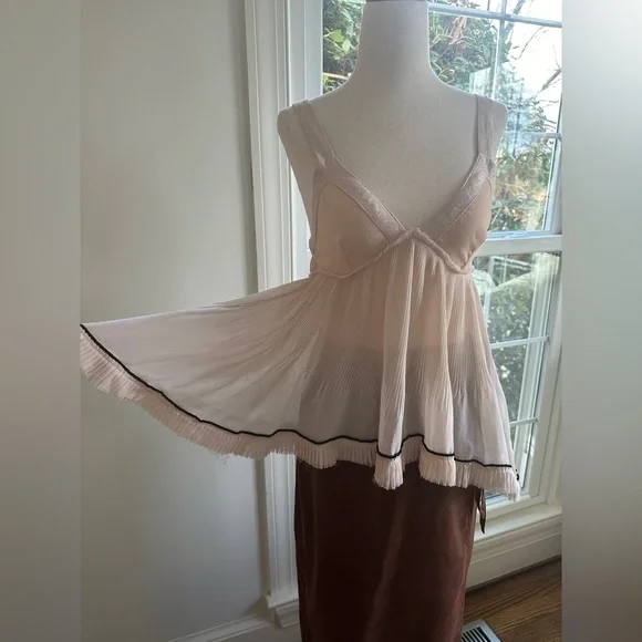 RARE FP ONE Ballet Pink Sheer Babydoll Top BEAUTIFUL DREAMY Sz XS - Picture 3 of 17